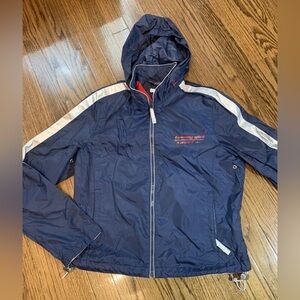 Tommy Girl‎ Sport Hilfiger VTG 90s Y2K Blue Hood Zip Jacket Windbreaker Size S